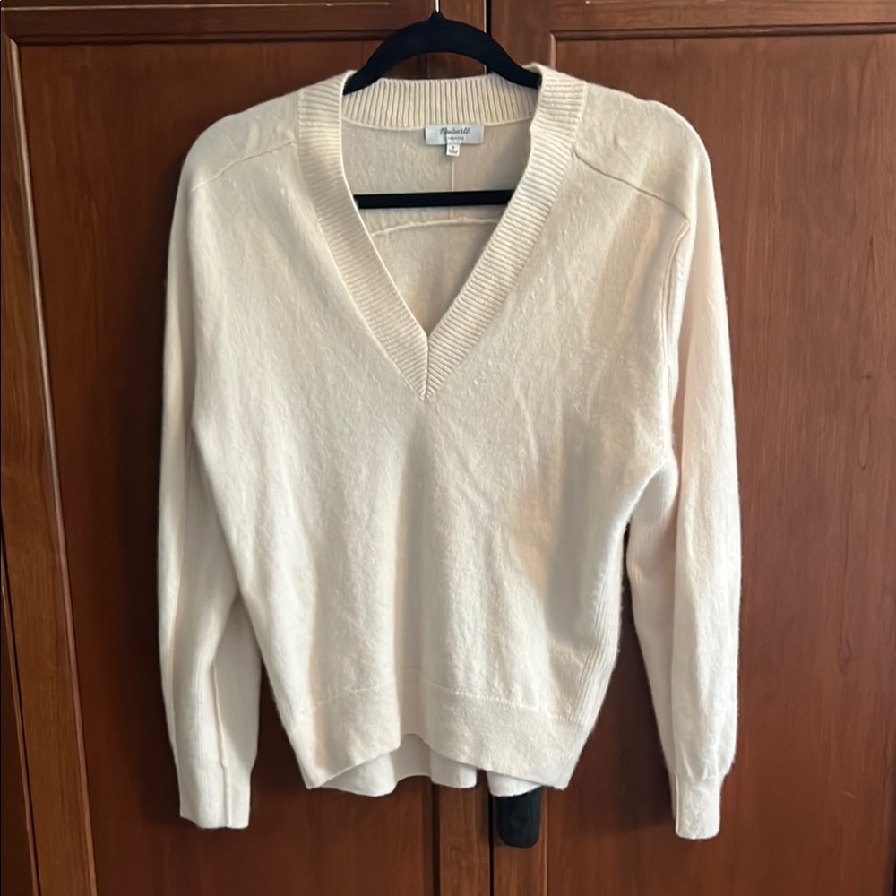 Madewell Cream V-Neck Sweater